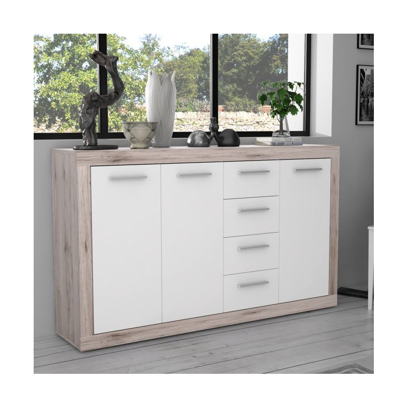 Komoda 150 cm Baccio BCCK241 | biały/dąb piaskowy