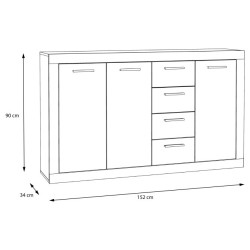 Komoda 150 cm Baccio BCCK241 | biały/dąb piaskowy