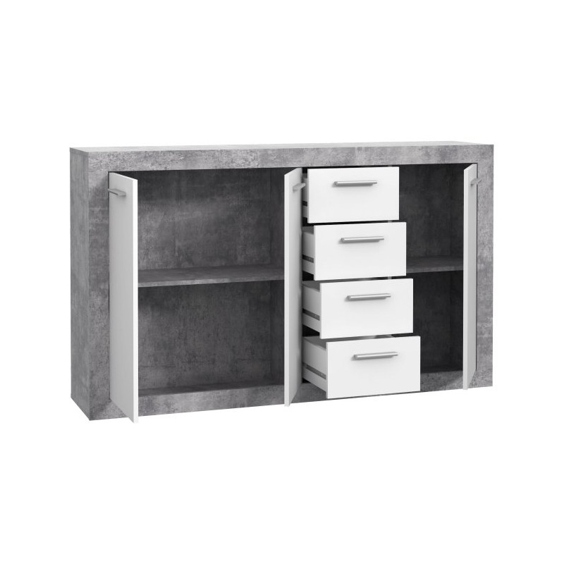 Komoda 150 cm Baccio BCCK241 | biały/beton jasnoszary