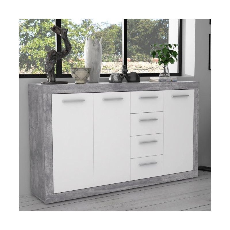 Komoda 150 cm Baccio BCCK241 | biały/beton jasnoszary