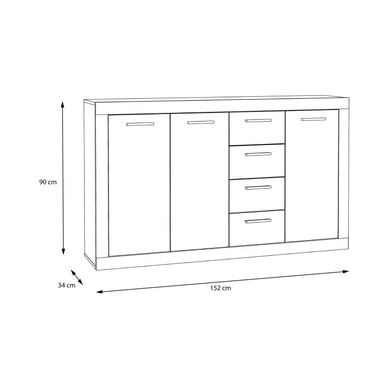 Komoda 150 cm Baccio BCCK241 | biały/dąb artisan