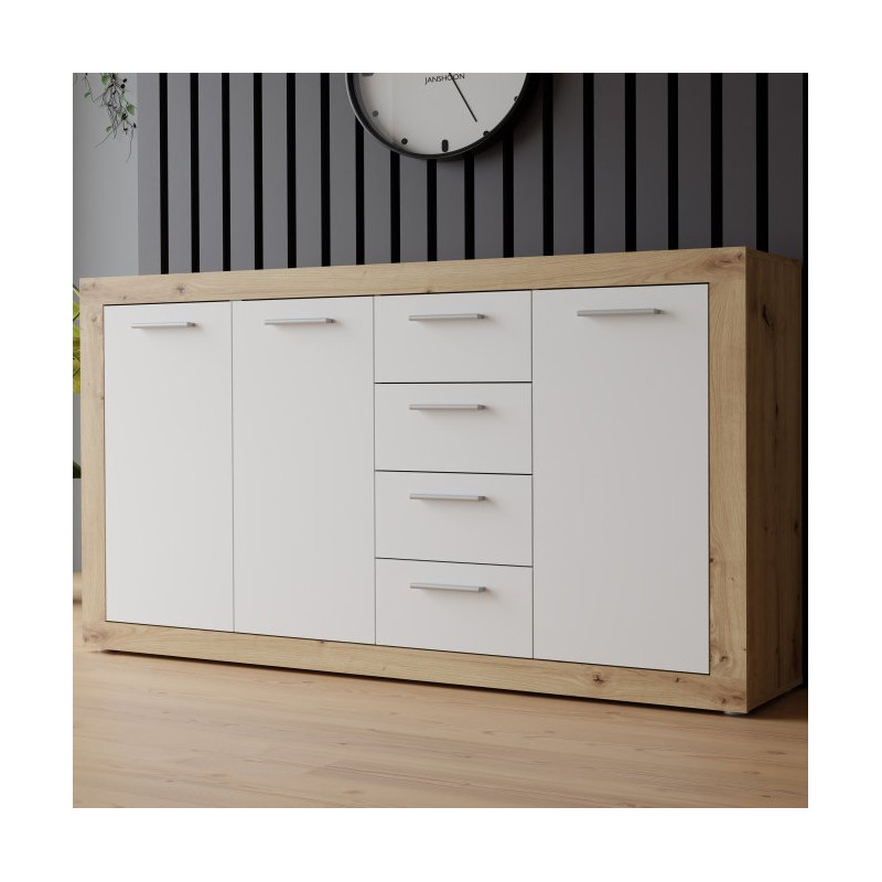 Komoda 150 cm Baccio BCCK241 | biały/dąb artisan