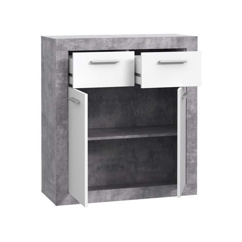 Mała komoda 80 cm Baccio BCCK241 | biały/beton jasnoszary