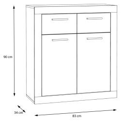 Mała komoda 80 cm Baccio BCCK241 | biały/beton jasnoszary