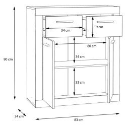 Mała komoda 80 cm Baccio BCCK241 | biały/dąb artisan