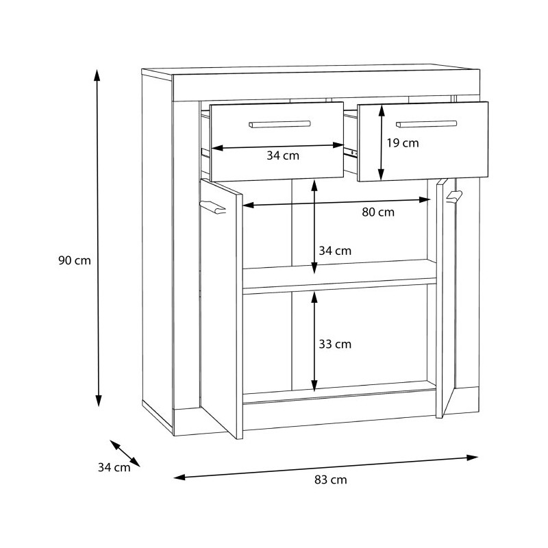 Mała komoda 80 cm Baccio BCCK241 | biały/dąb artisan