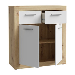 Mała komoda 80 cm Baccio BCCK241 | biały/dąb artisan