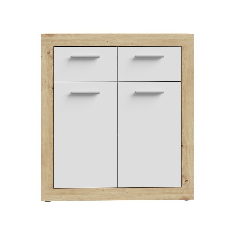 Mała komoda 80 cm Baccio BCCK241 | biały/dąb artisan