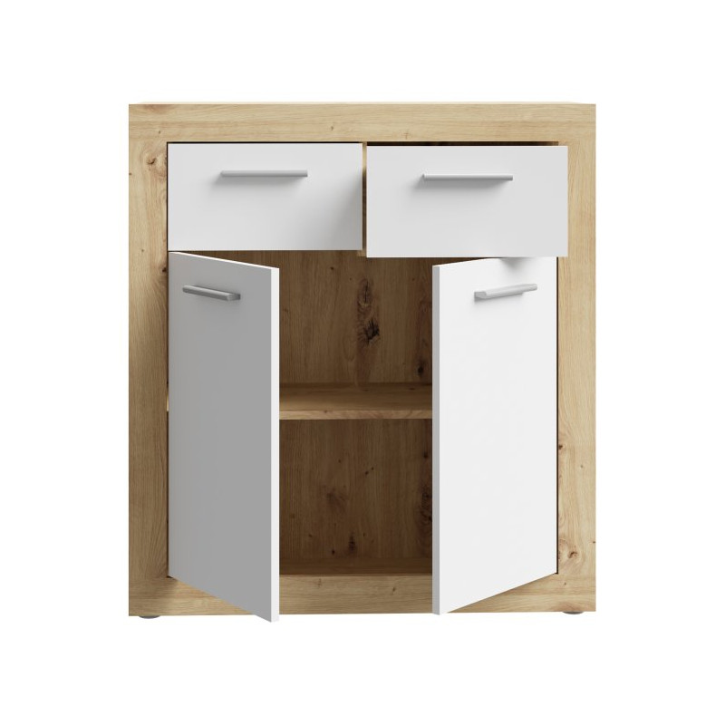 Mała komoda 80 cm Baccio BCCK241 | biały/dąb artisan