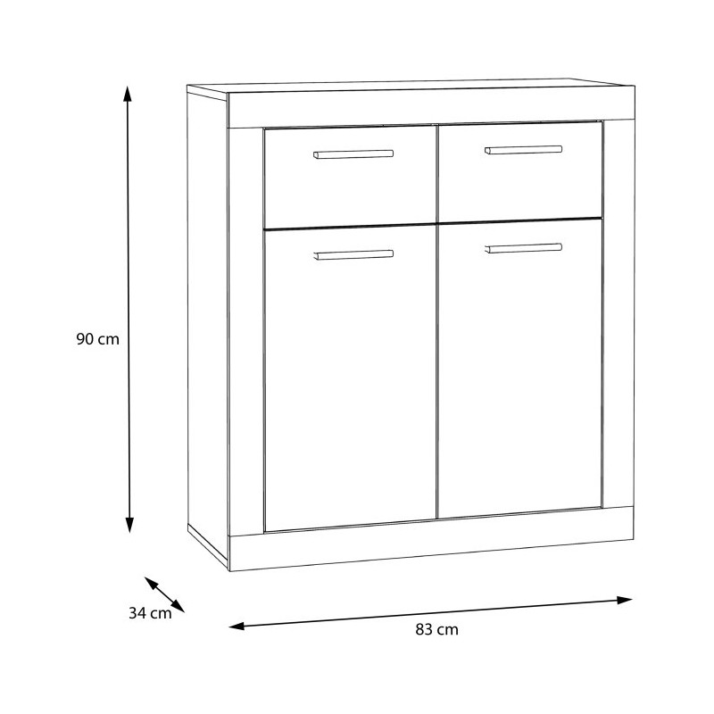 Mała komoda 80 cm Baccio BCCK241 | biały/dąb piaskowy