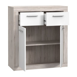 Mała komoda 80 cm Baccio BCCK241 | biały/dąb piaskowy