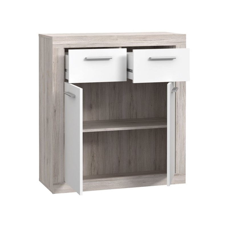Mała komoda 80 cm Baccio BCCK241 | biały/dąb piaskowy
