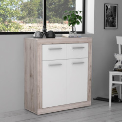 Mała komoda 80 cm Baccio BCCK241 | biały/dąb piaskowy