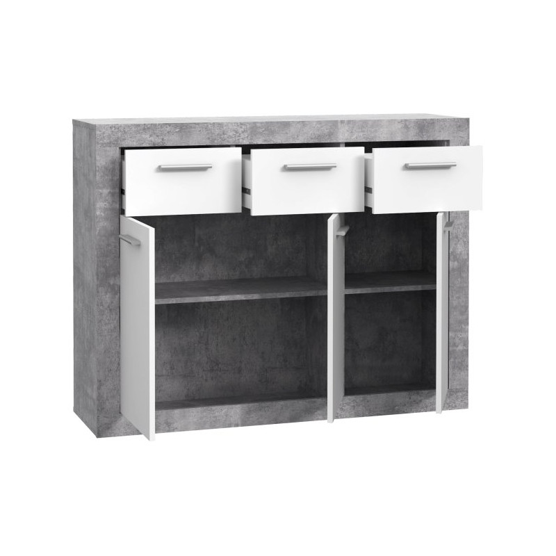 Komoda z szufladami Baccio BCCK231 | biały/beton jasnoszary
