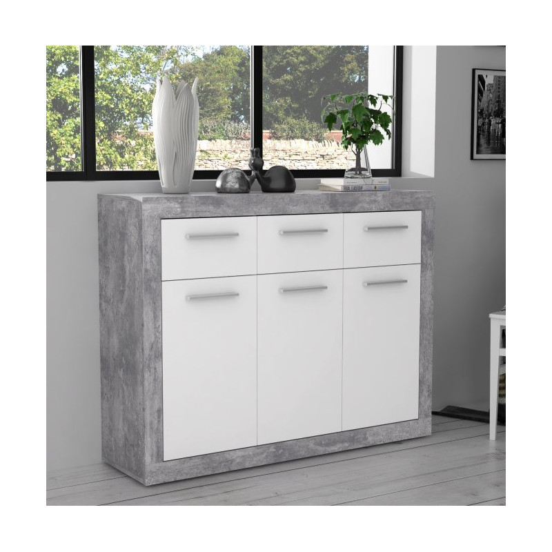 Komoda z szufladami Baccio BCCK231 | biały/beton jasnoszary