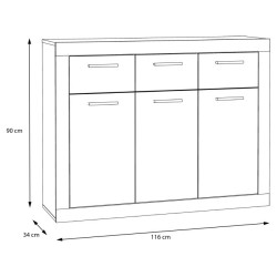 Komoda z szufladami Baccio BCCK231 | biały/dąb artisan