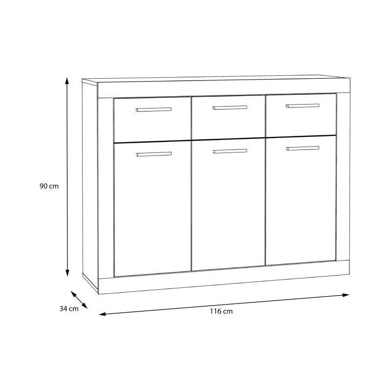 Komoda z szufladami Baccio BCCK231 | biały/dąb artisan