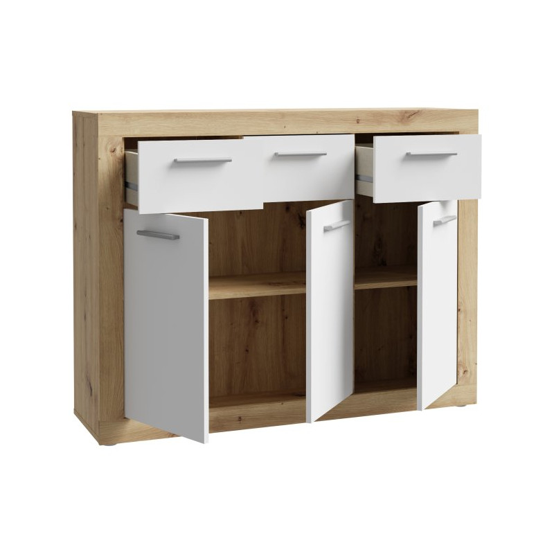 Komoda z szufladami Baccio BCCK231 | biały/dąb artisan