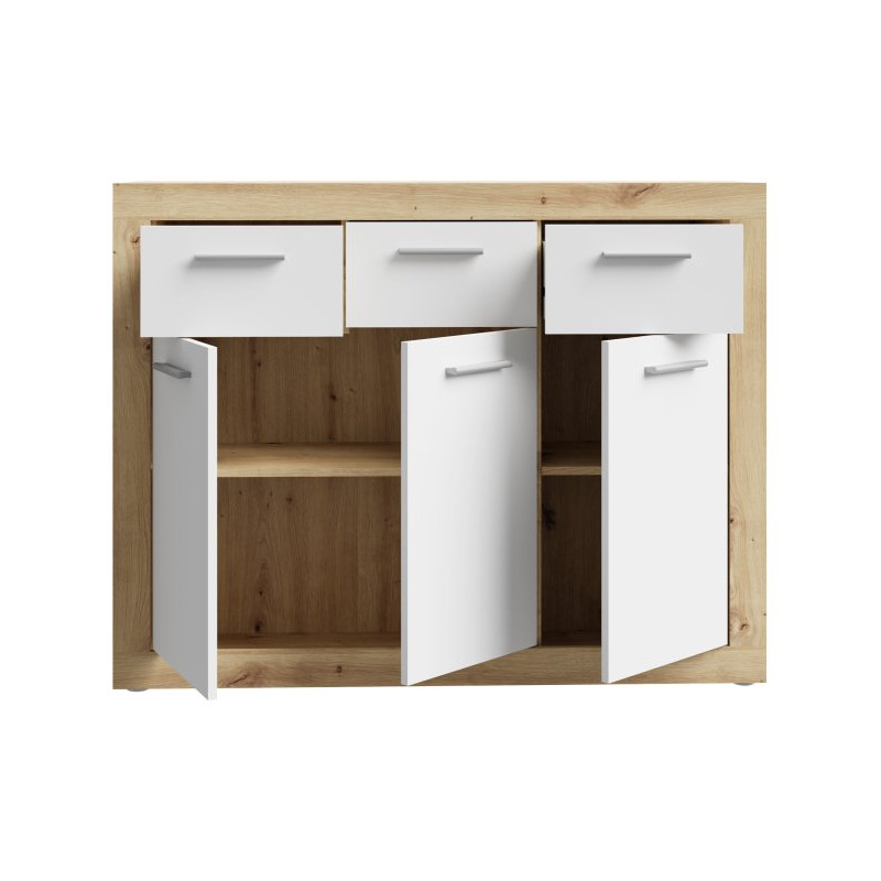 Komoda z szufladami Baccio BCCK231 | biały/dąb artisan