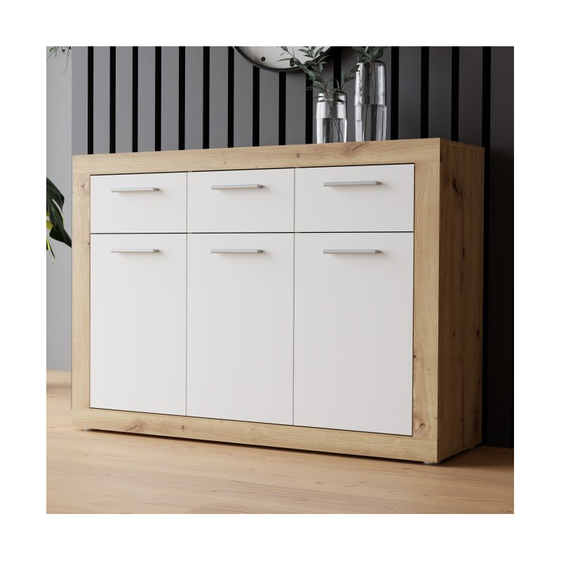 Komoda z szufladami Baccio BCCK231 | biały/dąb artisan