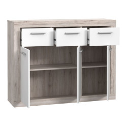 Komoda z szufladami Baccio BCCK231 | biały/dąb piaskowy