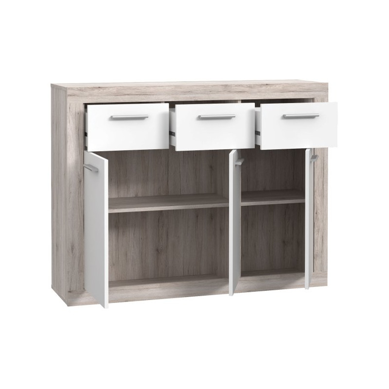 Komoda z szufladami Baccio BCCK231 | biały/dąb piaskowy