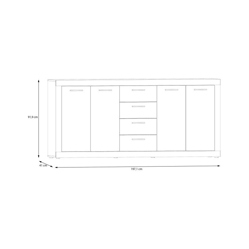 Biała komoda 200 cm Baccio – maksimum przechowywania