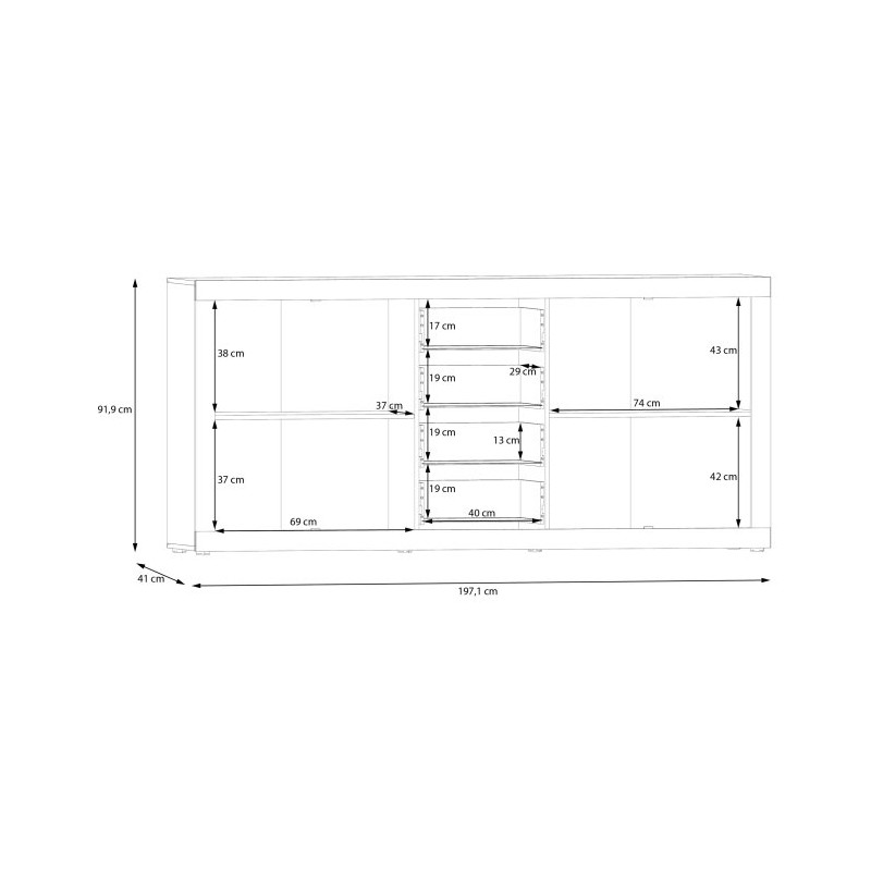 Biała komoda 200 cm Baccio – maksimum przechowywania