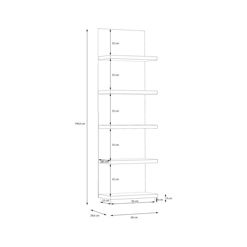 Regał otwarty Lewisville LWSB04-M830 Secret Grey/Dąb Valencia Meble Forte