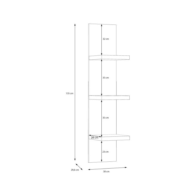 Półka pionowa 30cm Lewisville LWSB03-D116 Dąb Valencia Meble Forte