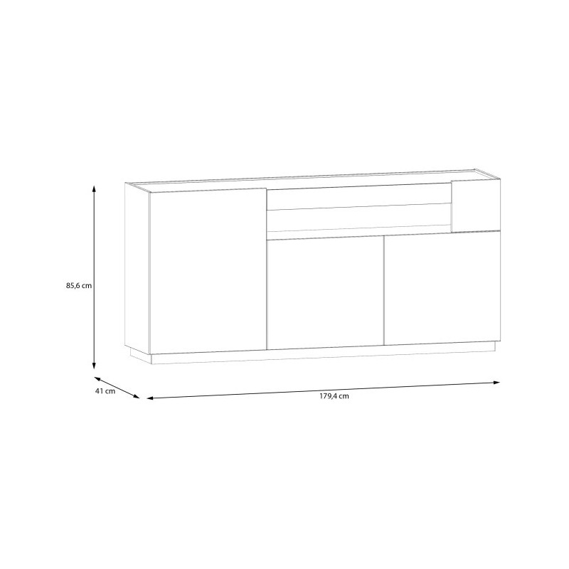 Komoda 180cm Lewisville LWSK231-M829 Secret Gray/Dąb Valencia Meble Forte