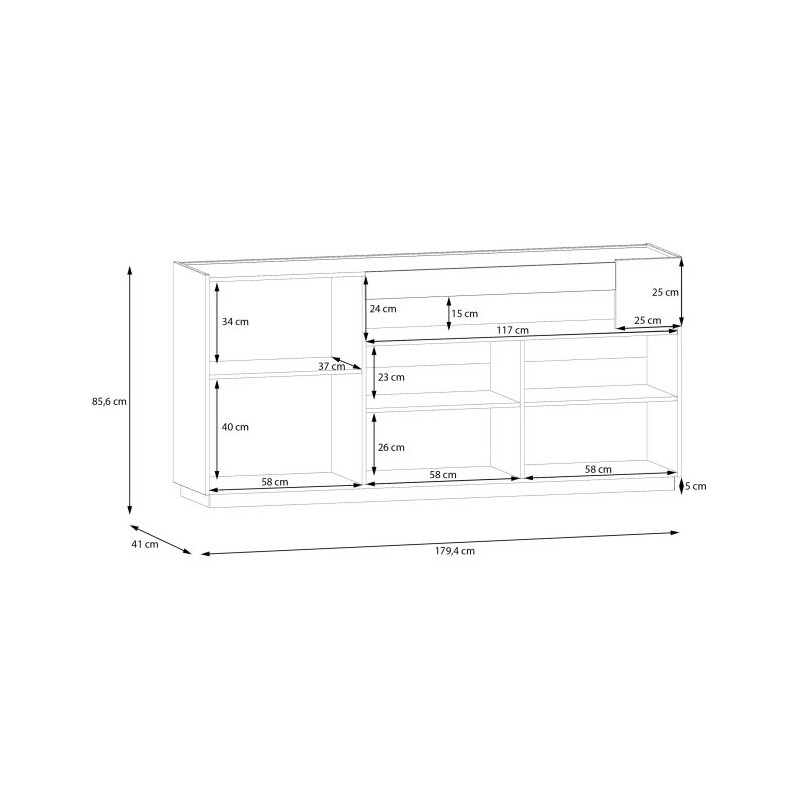 Komoda 180cm Lewisville LWSK231-M829 Secret Gray/Dąb Valencia Meble Forte