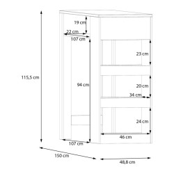 Regał barowy BACCIO Meble Forte - biały/dąb piaskowy