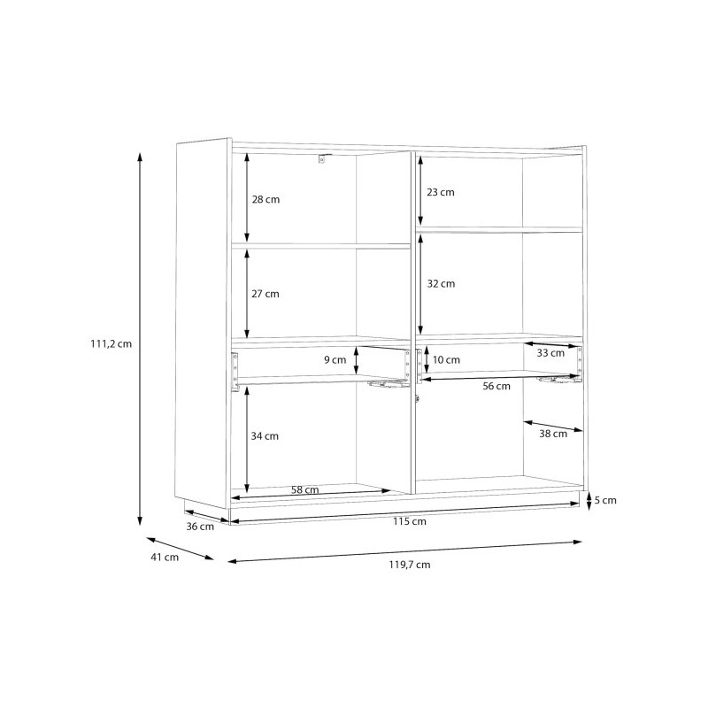 Komoda 120 cm LEWISVILLE – styl modern scandi Domowanie