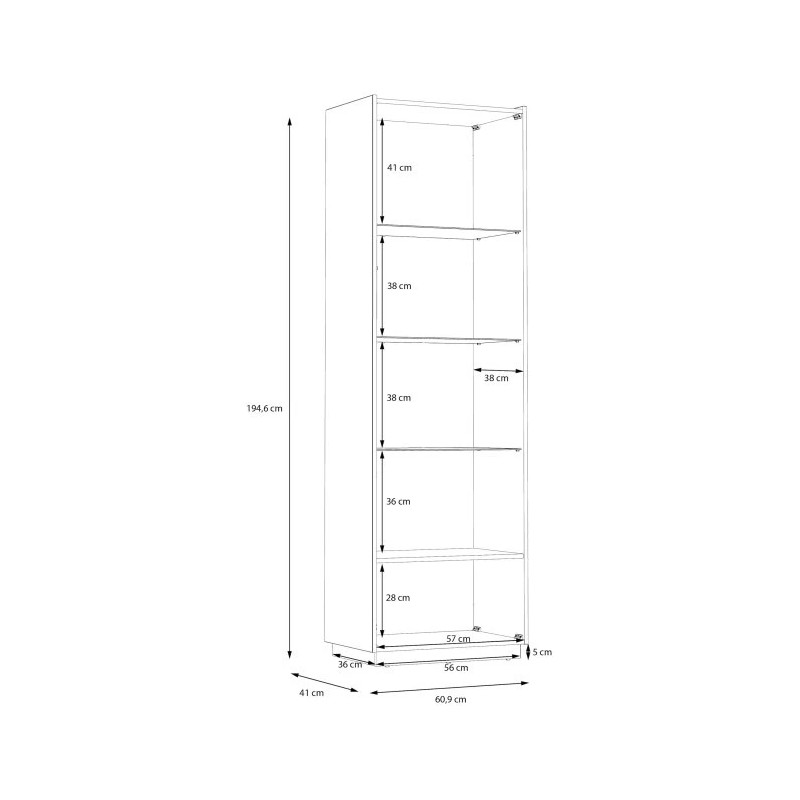 Witryna wąska Lewisville LWSV711-M829 Secret Gray/Dąb Valencia Meble Forte