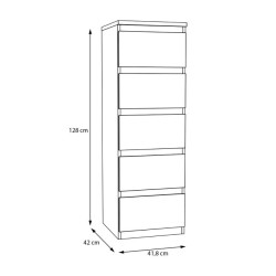 Edmore EMOK311 dąb mauvella – komoda słupek z szufladami
