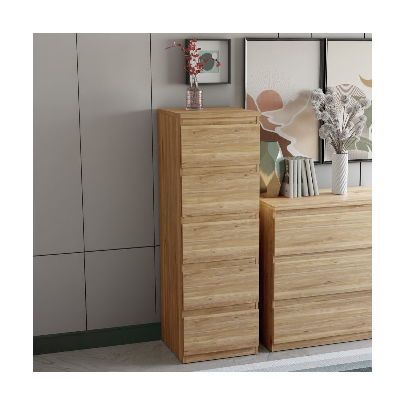 Edmore EMOK311 dąb mauvella – komoda słupek z szufladami