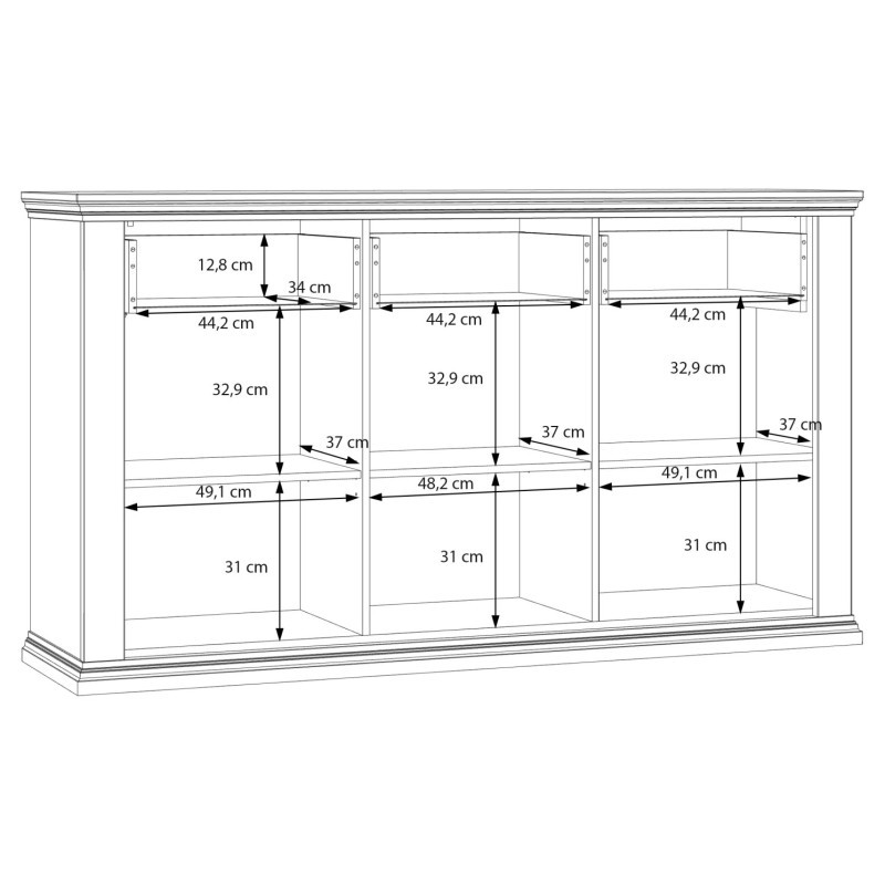 Komoda 170 cm Pontypool PNTK232 – biały/dąb riva