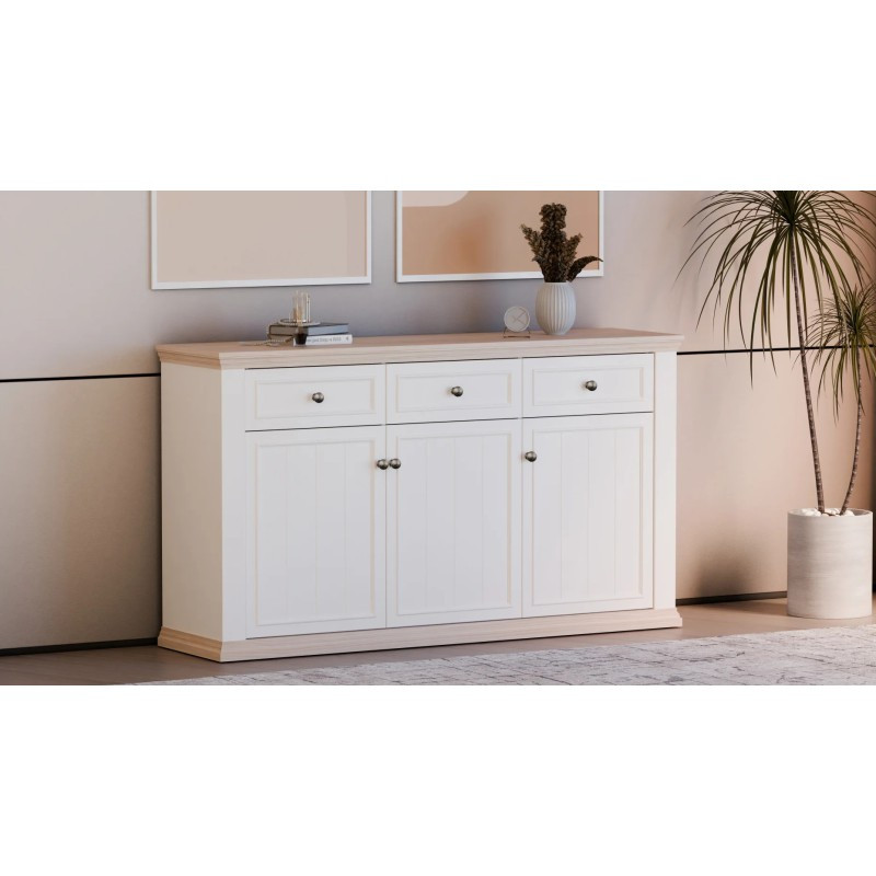 Komoda 170 cm Pontypool PNTK232 – biały/dąb riva