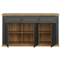 Komoda 170 cm Pontypool – dąb mauvella/uni wolfram szary