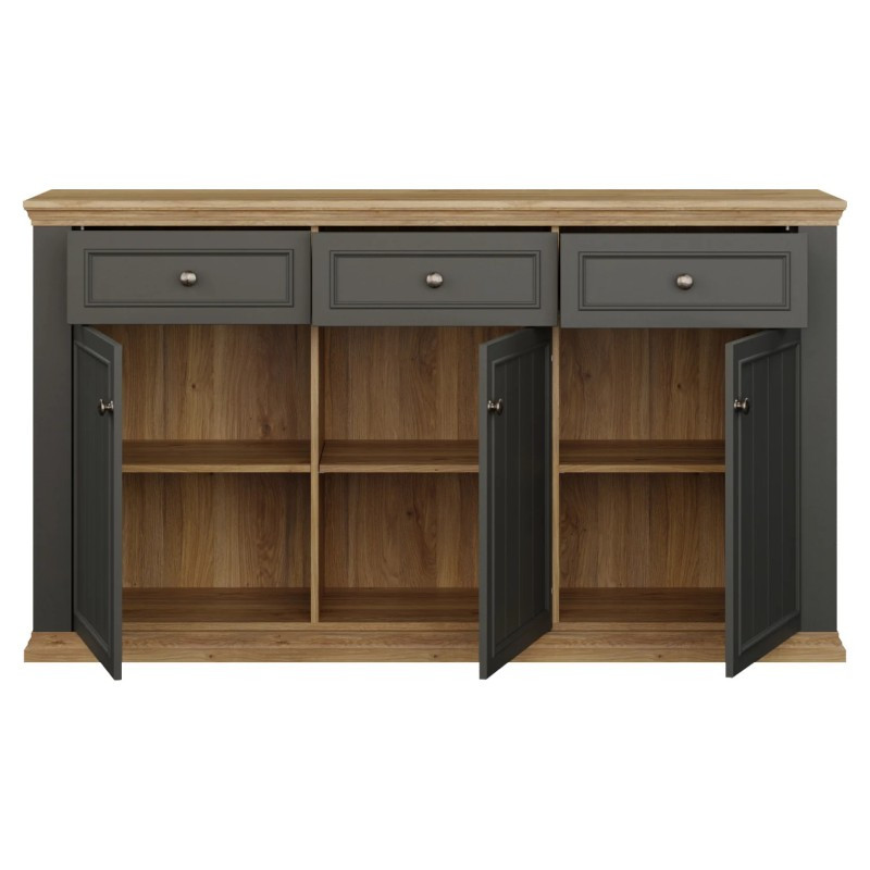 Komoda 170 cm Pontypool – dąb mauvella/uni wolfram szary