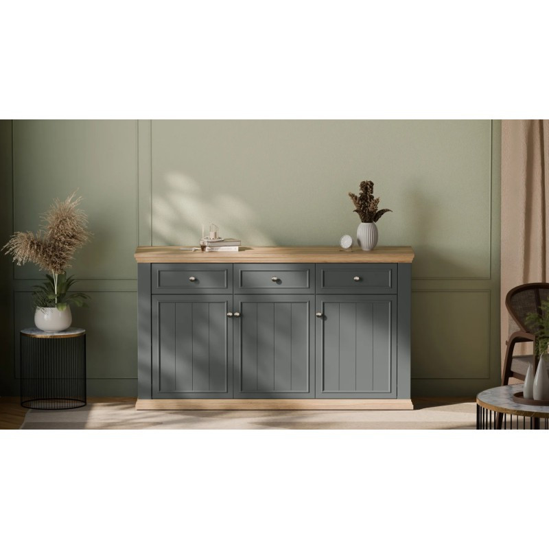 Komoda 170 cm Pontypool – dąb mauvella/uni wolfram szary