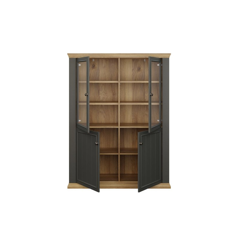 Witryna 120 cm Pontypool PNTV512 – dąb mauvella/uni wolfram szary