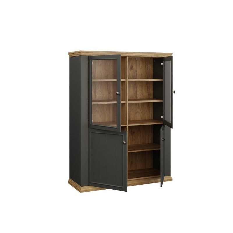 Witryna 120 cm Pontypool PNTV512 – dąb mauvella/uni wolfram szary