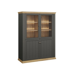 Witryna 120 cm Pontypool PNTV512 – dąb mauvella/uni wolfram szary