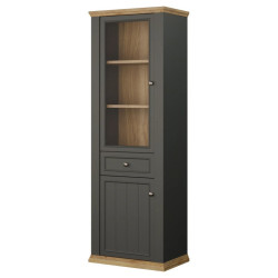 Wąska witryna 70 cm Pontypool – dąb mauvella/uni wolfram szary