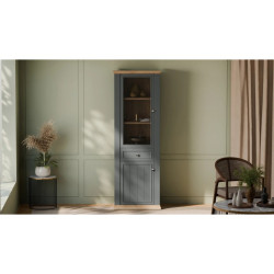 Wąska witryna 70 cm Pontypool – dąb mauvella/uni wolfram szary