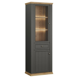 Wąska witryna 70 cm Pontypool – dąb mauvella/uni wolfram szary