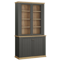 Witryna 110 cm Pontypool PNTV723 – dąb mauvella/uni wolfram szary