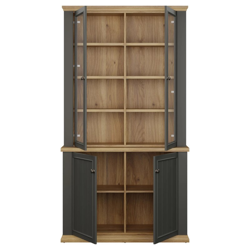 Witryna 110 cm Pontypool PNTV723 – dąb mauvella/uni wolfram szary